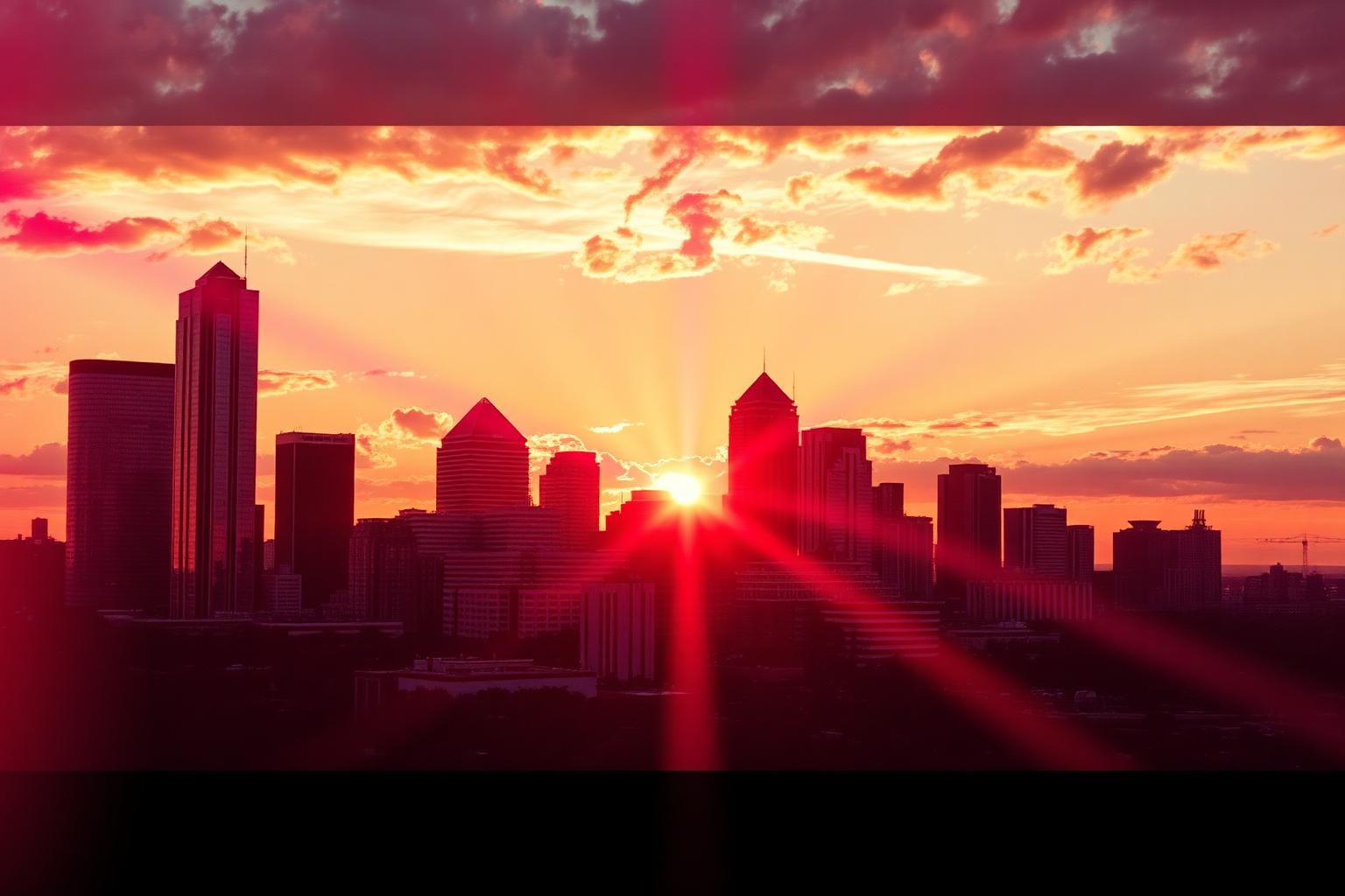 Dallas skyline at sunset